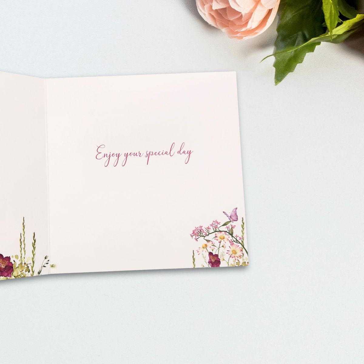 Pizazz Birthday Card - Floral Border & Text
