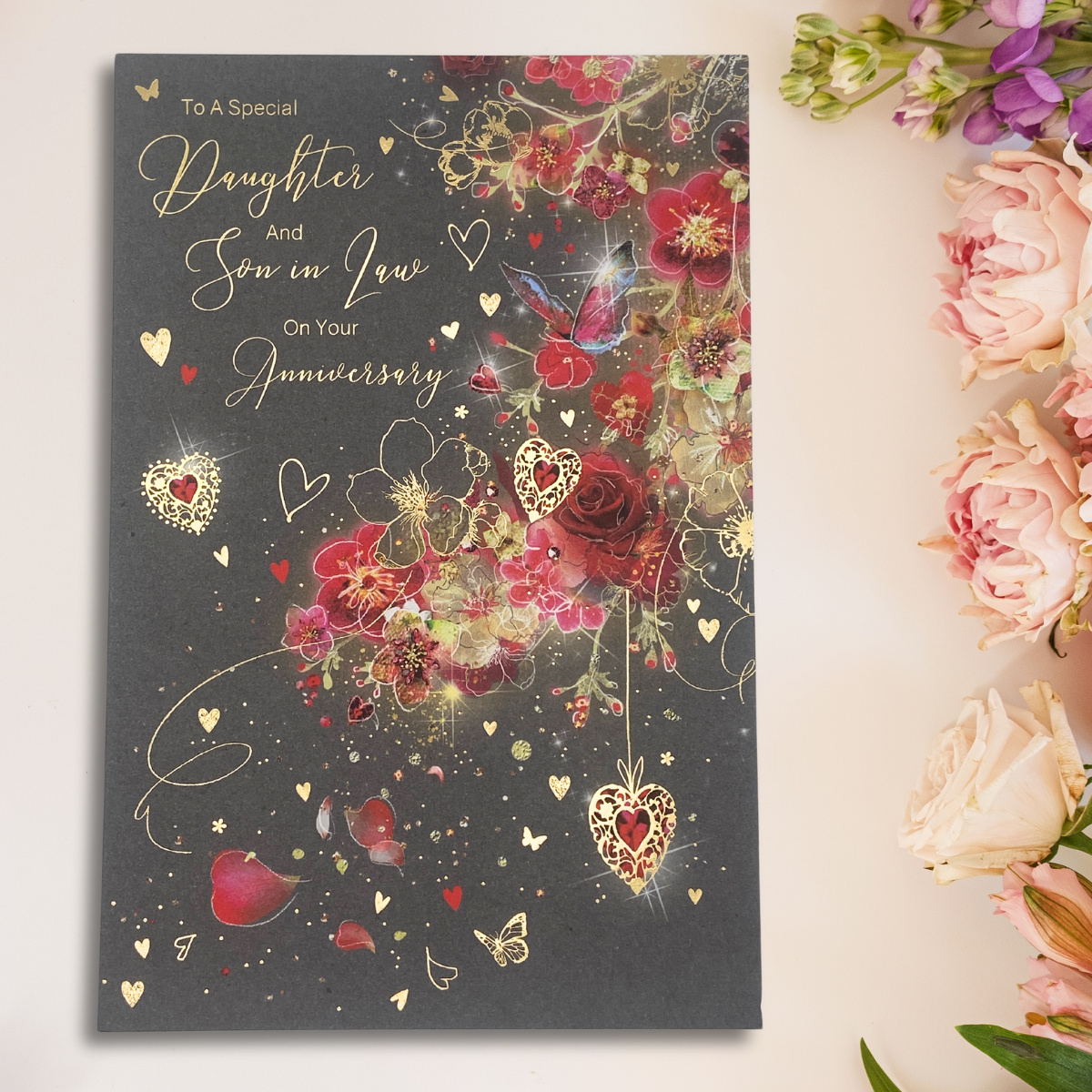 Daughter & Son-In-Law Anniversary Card - Grace Pretty Florals