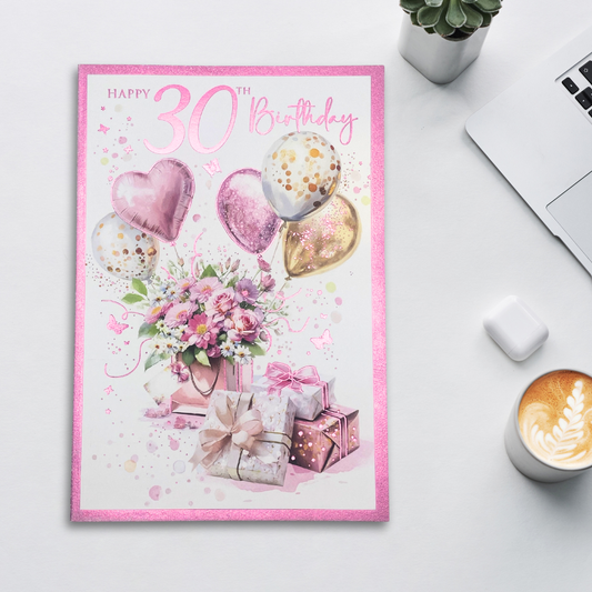30th Birthday Card - Gifts & Balloons