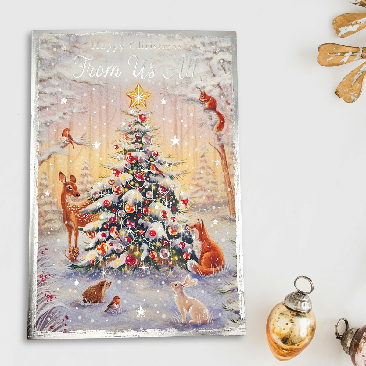From Us All Christmas Card - Woodland Tree