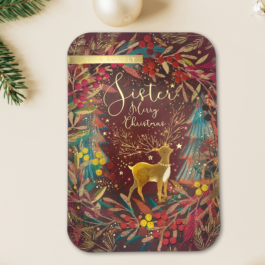 Sister Christmas Card - Deer Among Berries