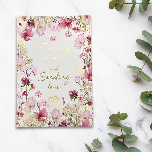 Thinking Of You Card - Floral Border
