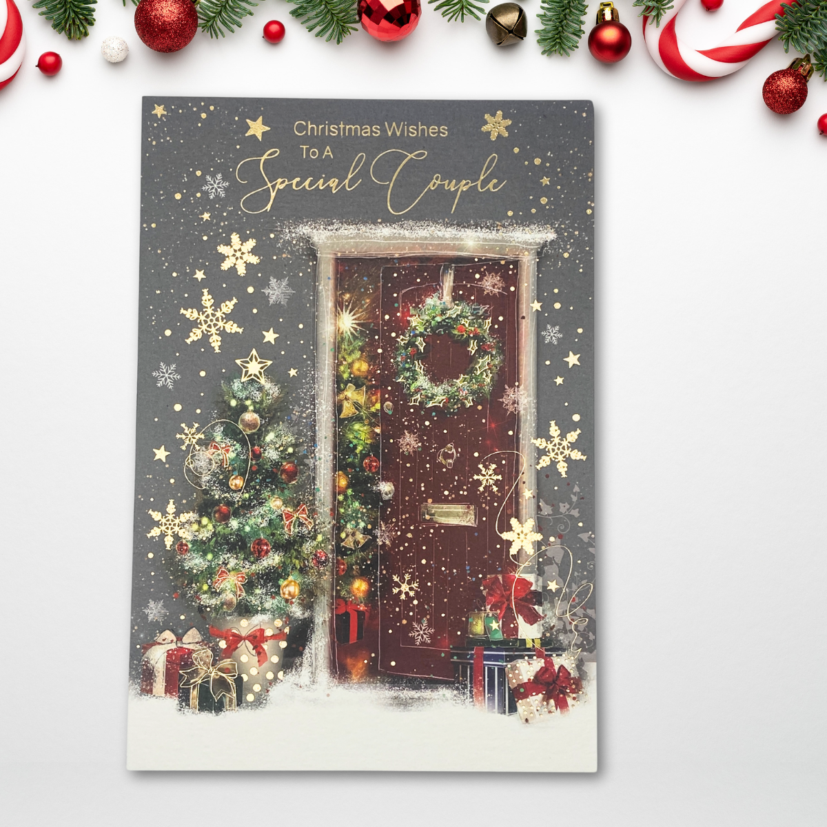 Special Couple Christmas Card - Grace Decorated Front Door