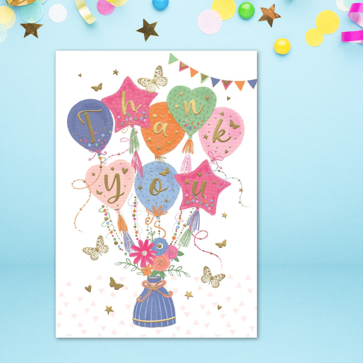 Thank You Card - Flowers & Balloons