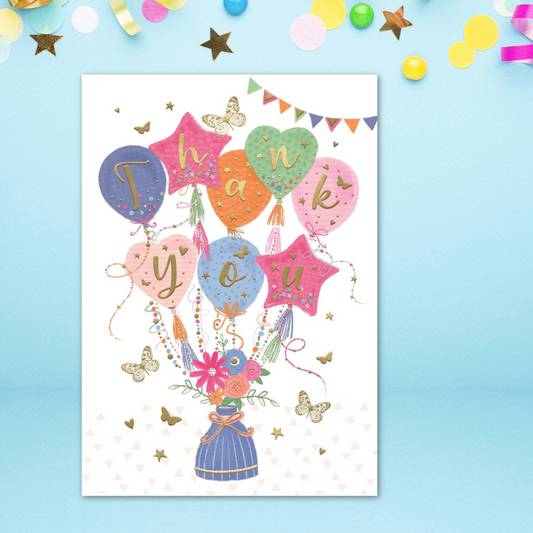 Thank You Card - Flowers & Balloons