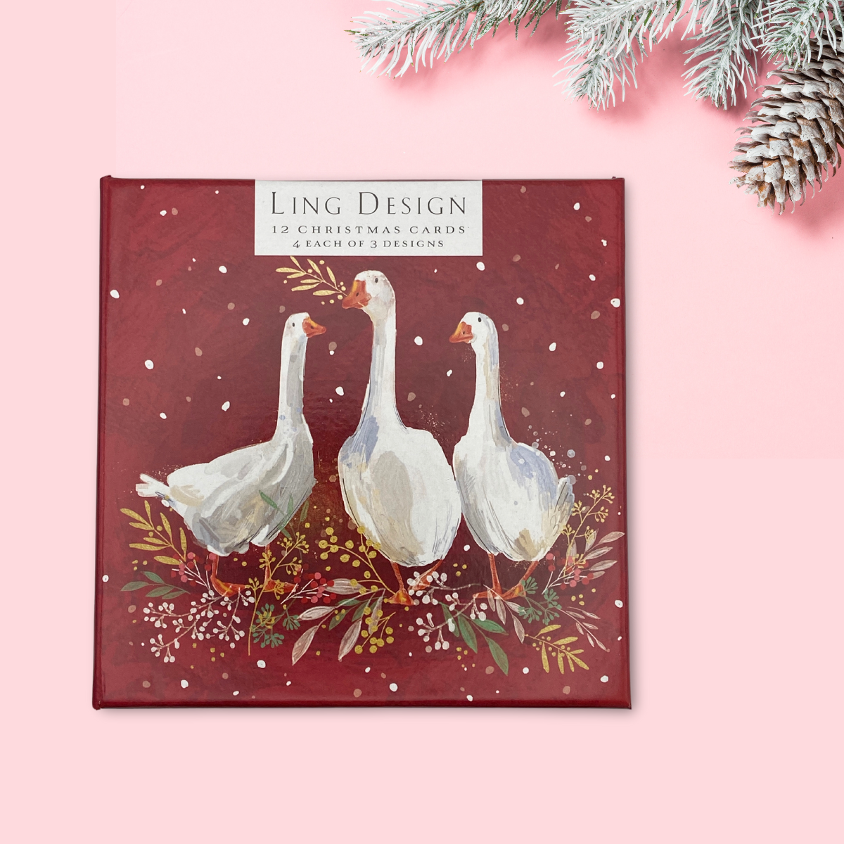 12 x Christmas Cards In Box  - Festive Swans