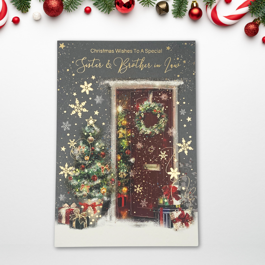 Sister & Brother-In-Law Christmas Card - Grace Decorated Front Door