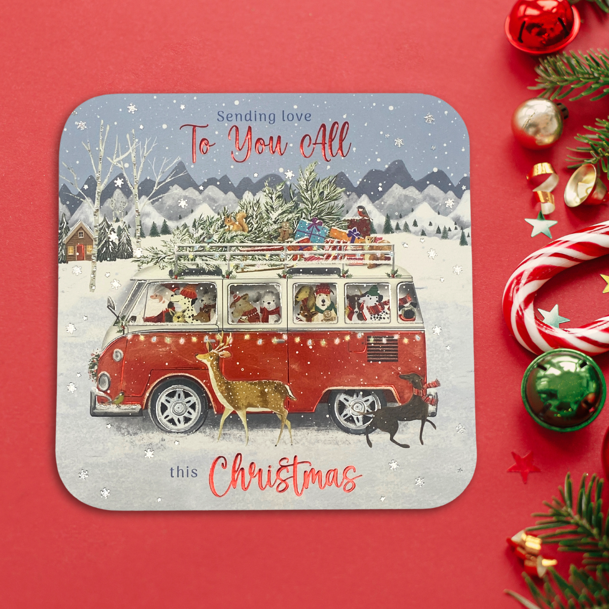 To You All Christmas Card - Campervan Full Of Dogs