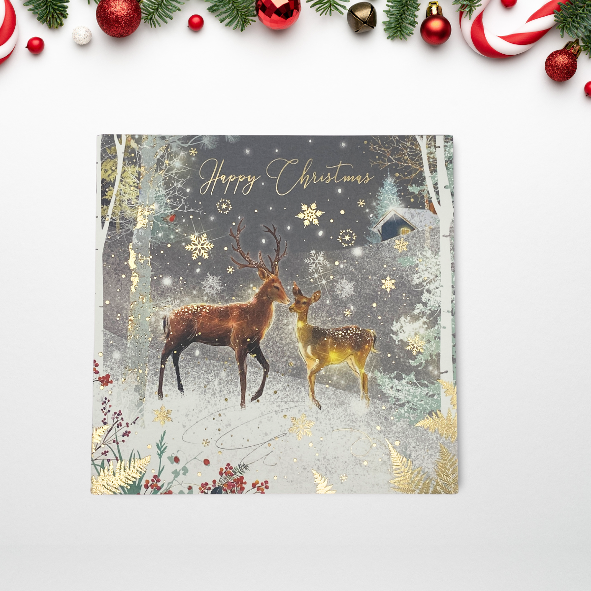 Open Christmas Card - Grace Deer In Snow