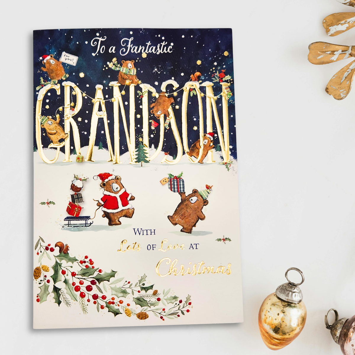 Grandson Christmas Card - Cute Bears