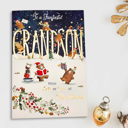 Grandson Christmas Card - Cute Bears
