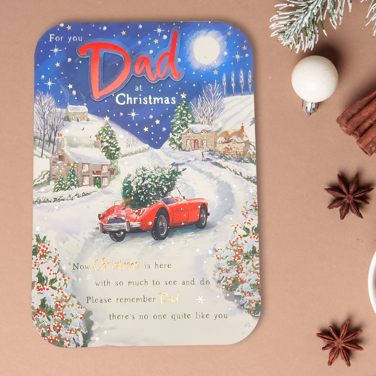 Dad Christmas Card - Decoupage Driving Home For Christmas