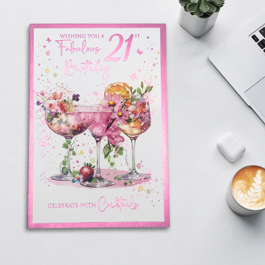 21st Birthday Card - Cocktails
