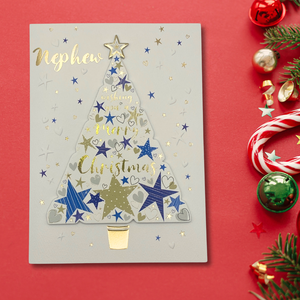 Nephew Christmas Card - Decoupage Christmas Tree