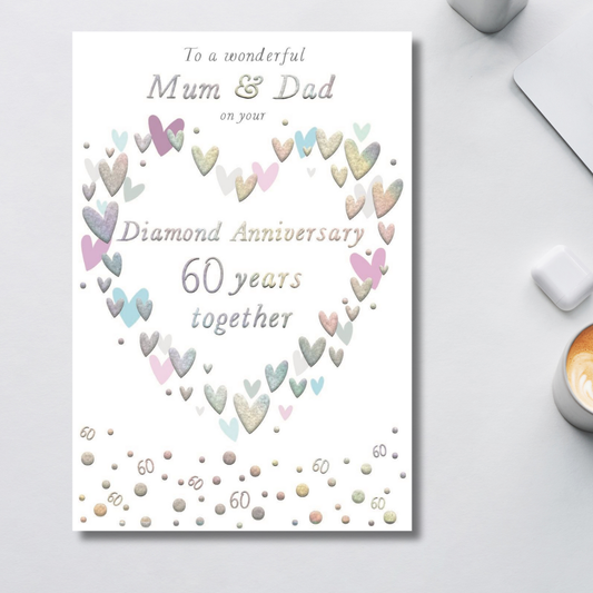 Mum & Dad Diamond Wedding Anniversary Card - 60 Years Together