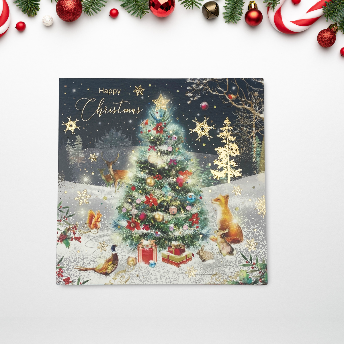 Open Christmas Card - Grace Woodland Animals & Tree