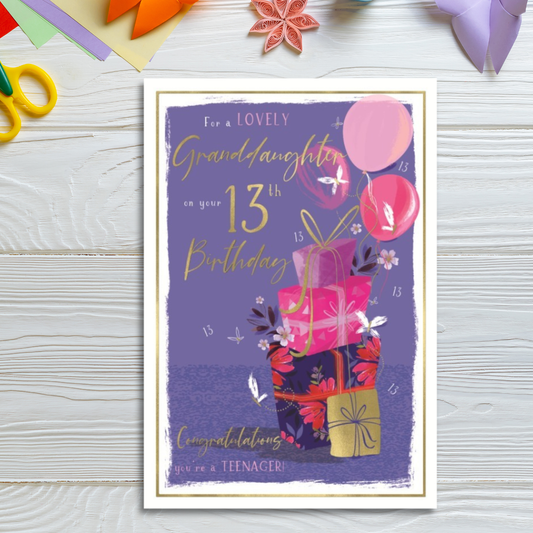 Granddaughter 13th Birthday Card - Skylight Gift & Balloons