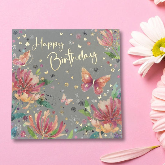 Carnival Birthday Card - Peonies & Butterflies