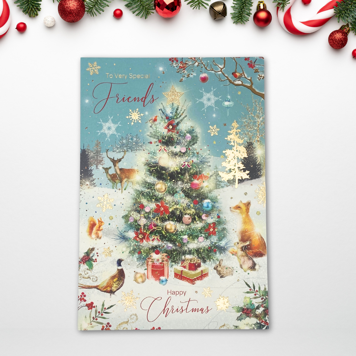 Friends Christmas Card - Grace Woodland Animals & Tree