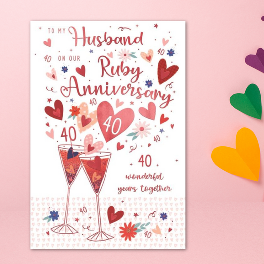 Husband Ruby Wedding Anniversary Card - 40 Wonderful Years Together