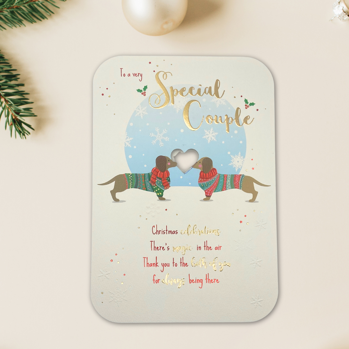 Special Couple Christmas Card - Sausage Dogs & Scarves