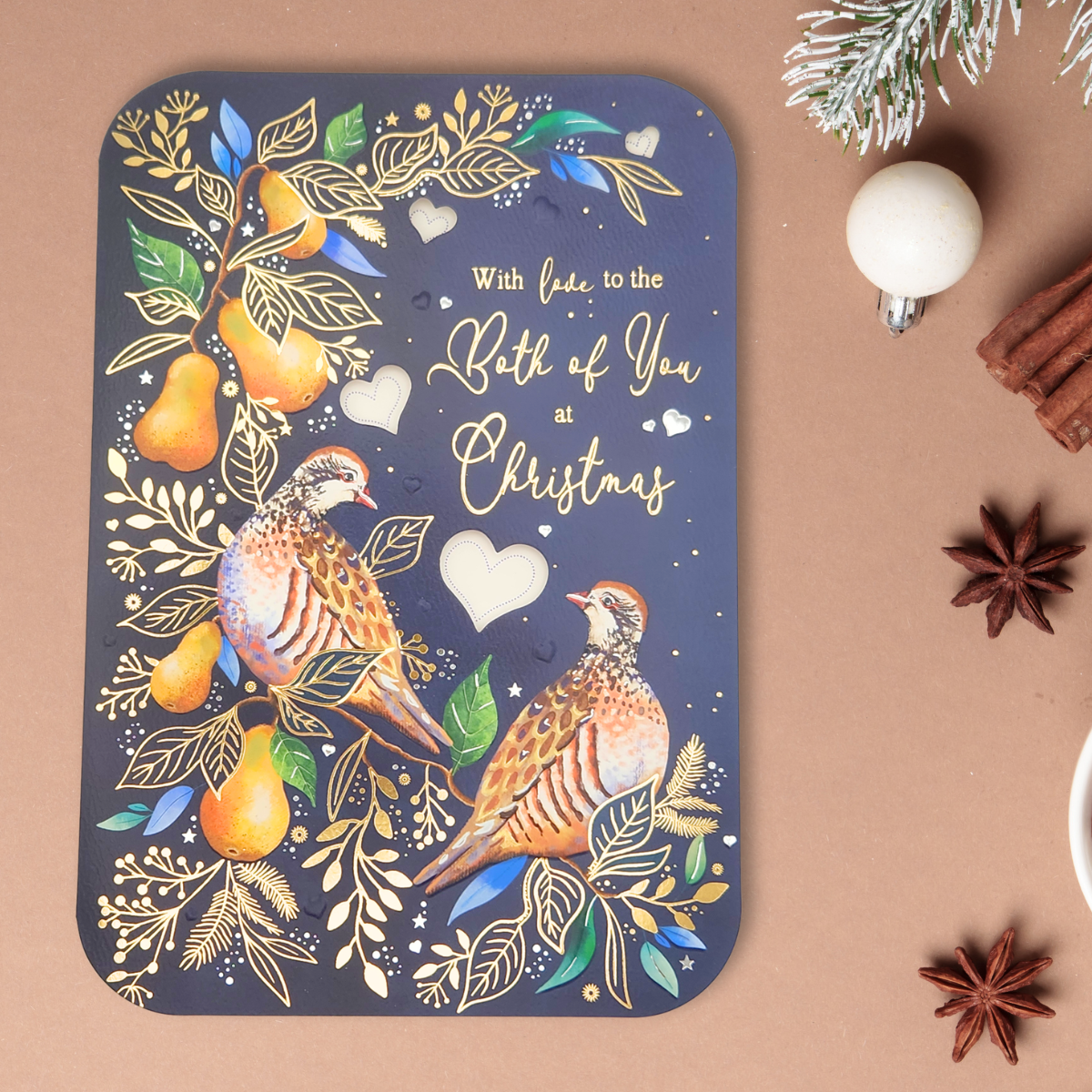 Both Of You Christmas Card - Partridges In A Pear Tree