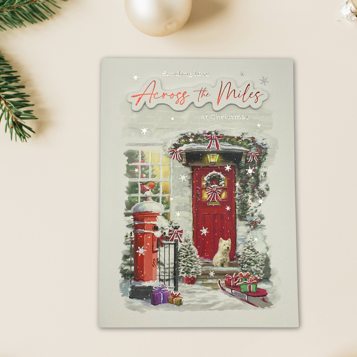 Across The Miles Christmas Card - Decoupage Decorated Front Door