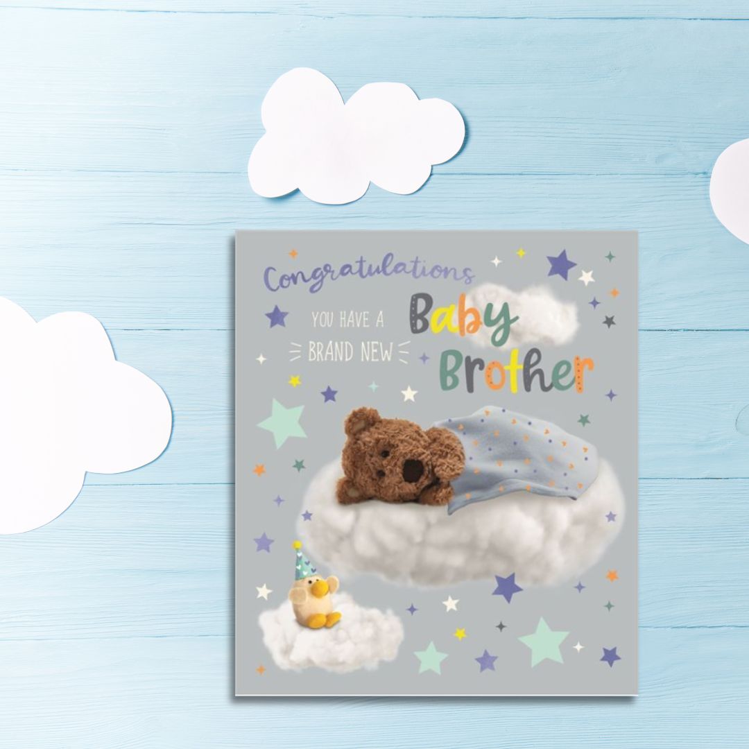 New Baby Brother Card - Barley Bear