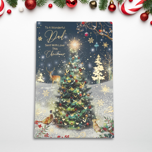 Dad Christmas Card - Grayson Woodland Animals & Tree