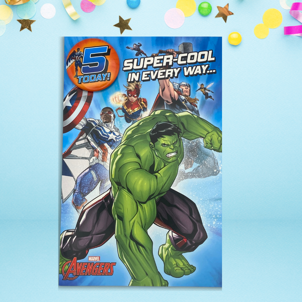 5th Birthday Card - Avengers 5 Today Badge