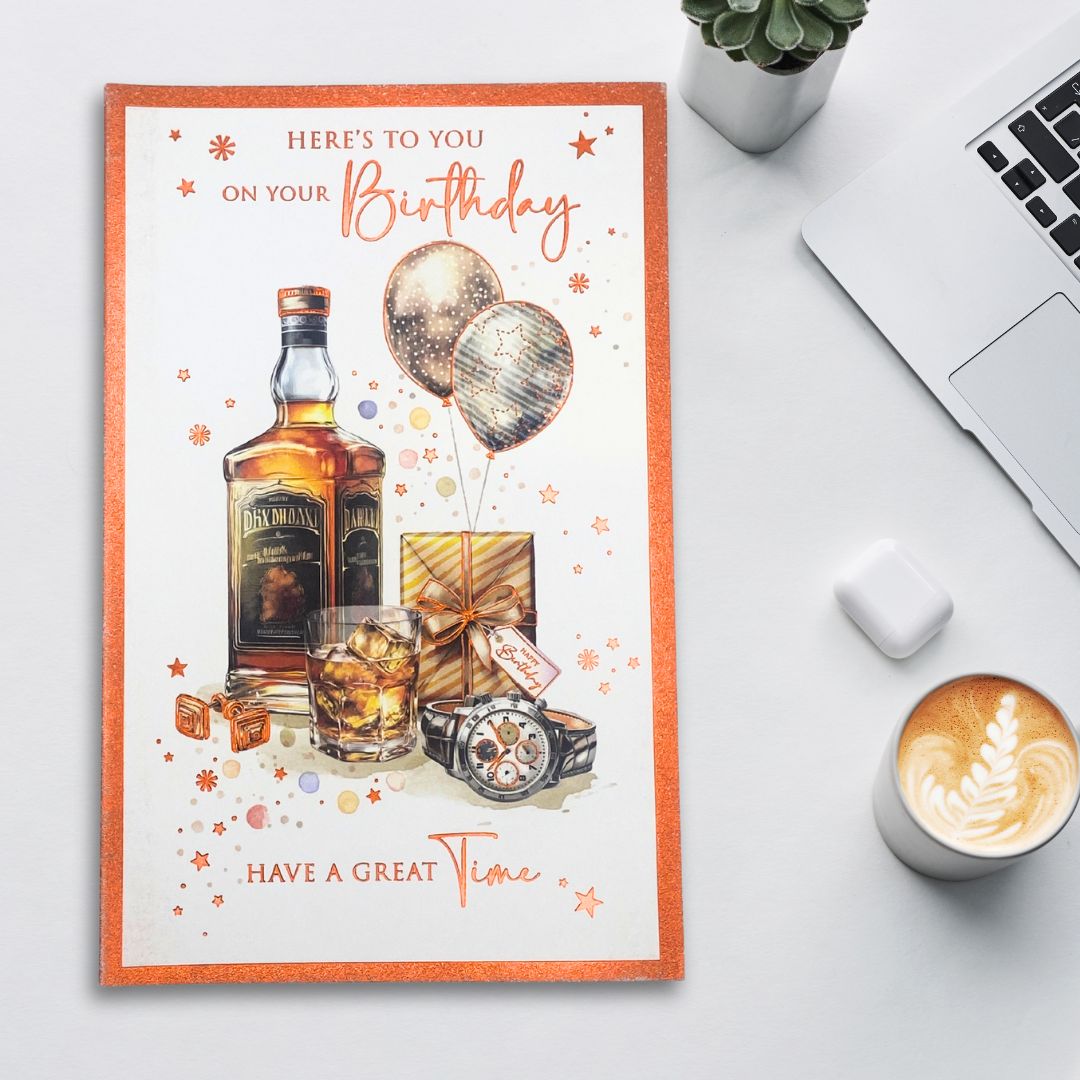 Birthday Bliss Birthday Card - Whisky & Watch