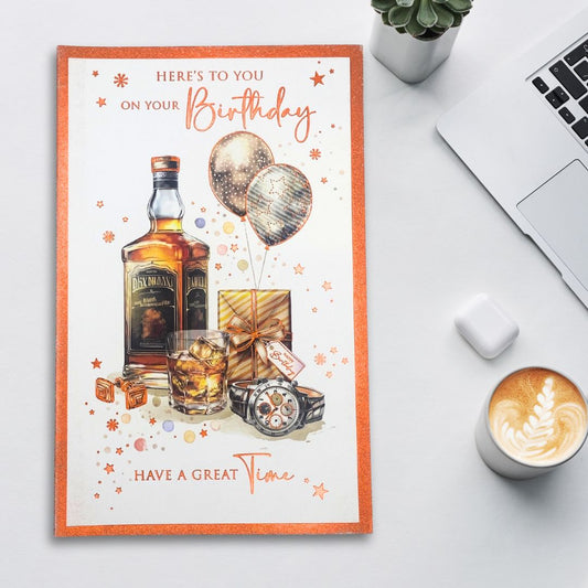 Birthday Bliss Birthday Card - Whisky & Watch