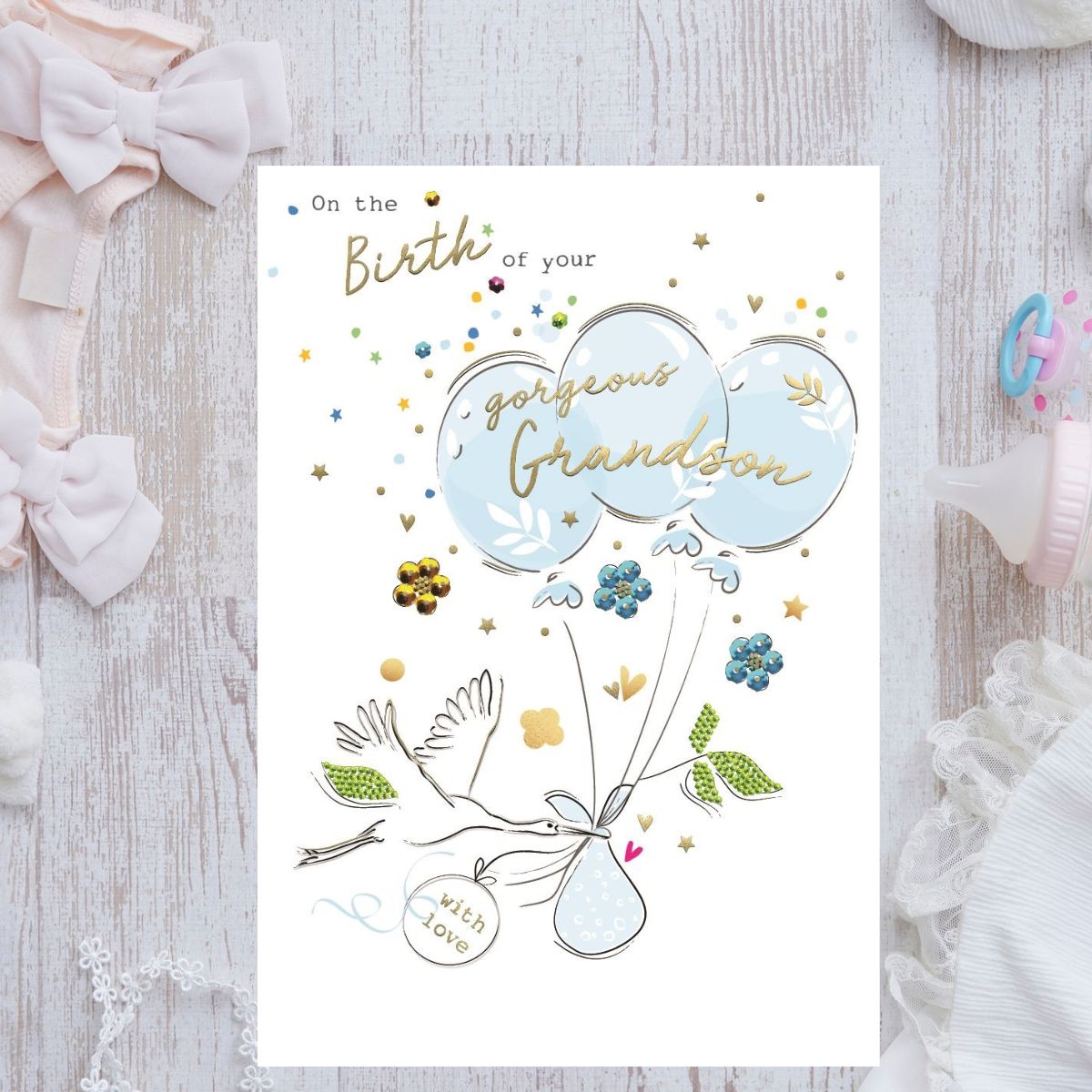 Birth Of Grandson Card - Sabina Stork