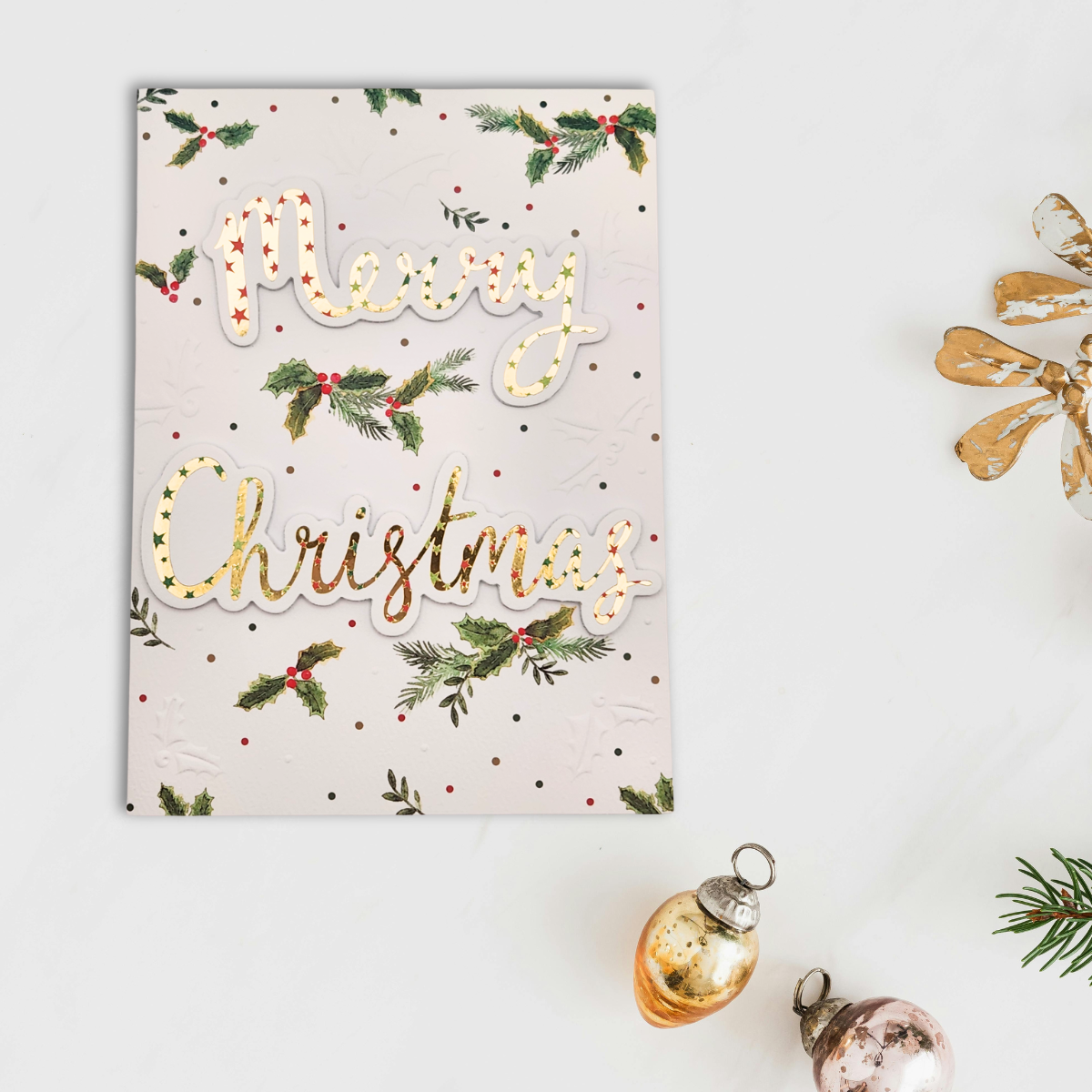 Open Christmas Card - Decoupage Merry Christmas Text