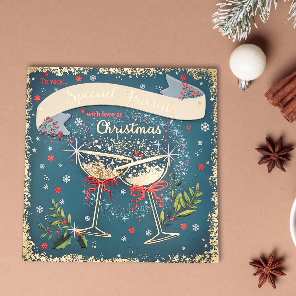 Friends Christmas Card - Decoupage Cocktails