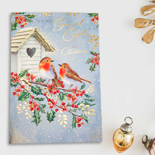 Special Couple Christmas Card - Robins On A Branch