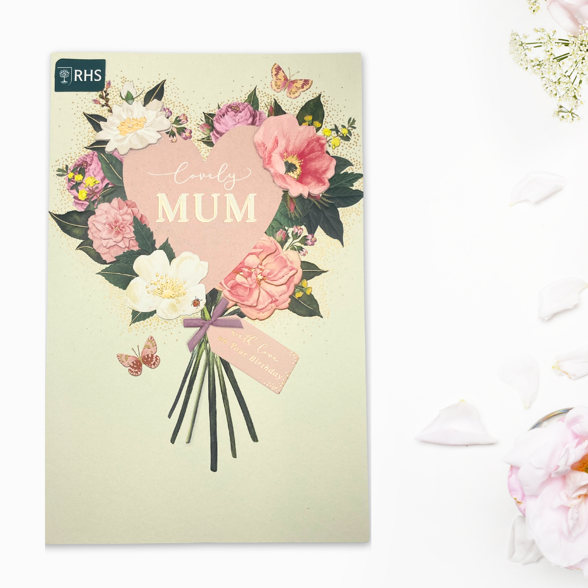 Mum Birthday Card - RHS Lace Heart Large