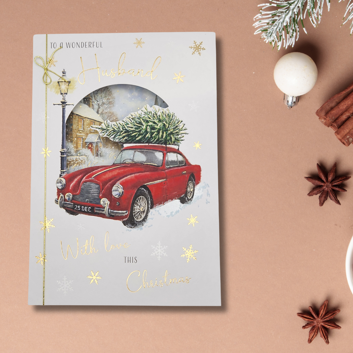 Husband Christmas Card - Collecting The Tree