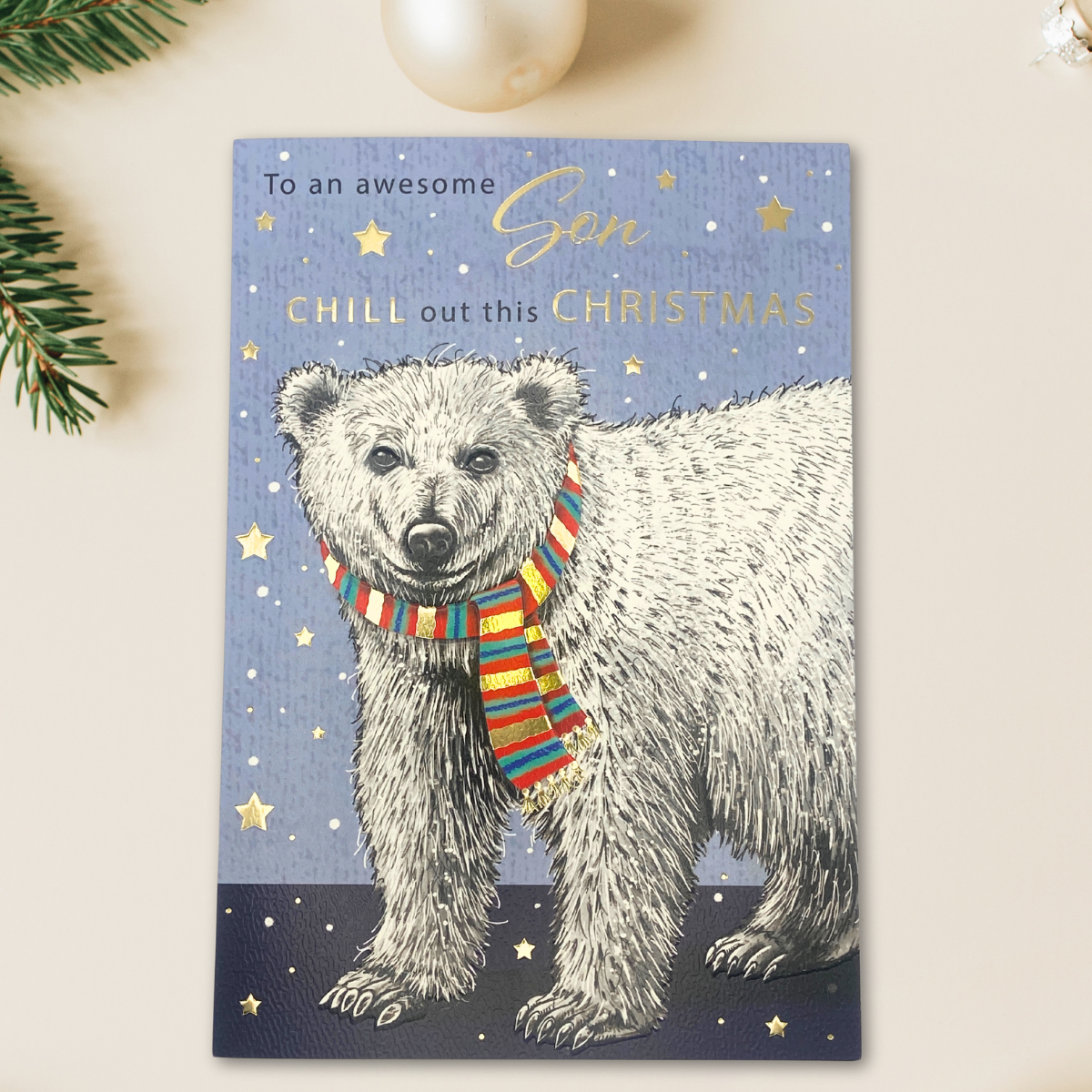 Son Christmas Card - Chill Out Polar Bear