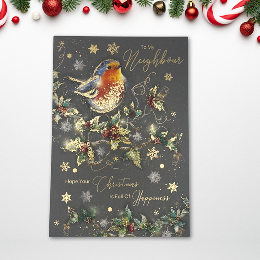 Neighbour Christmas Card - Grace Robin & Holly