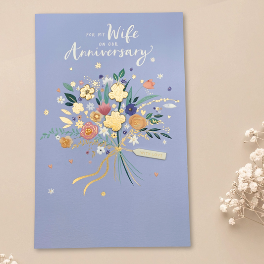 Wife Anniversary Card - Lace Doves & Hearts