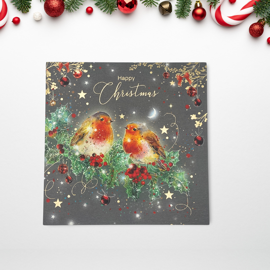 Open Christmas Card - Grace Robins & Holly