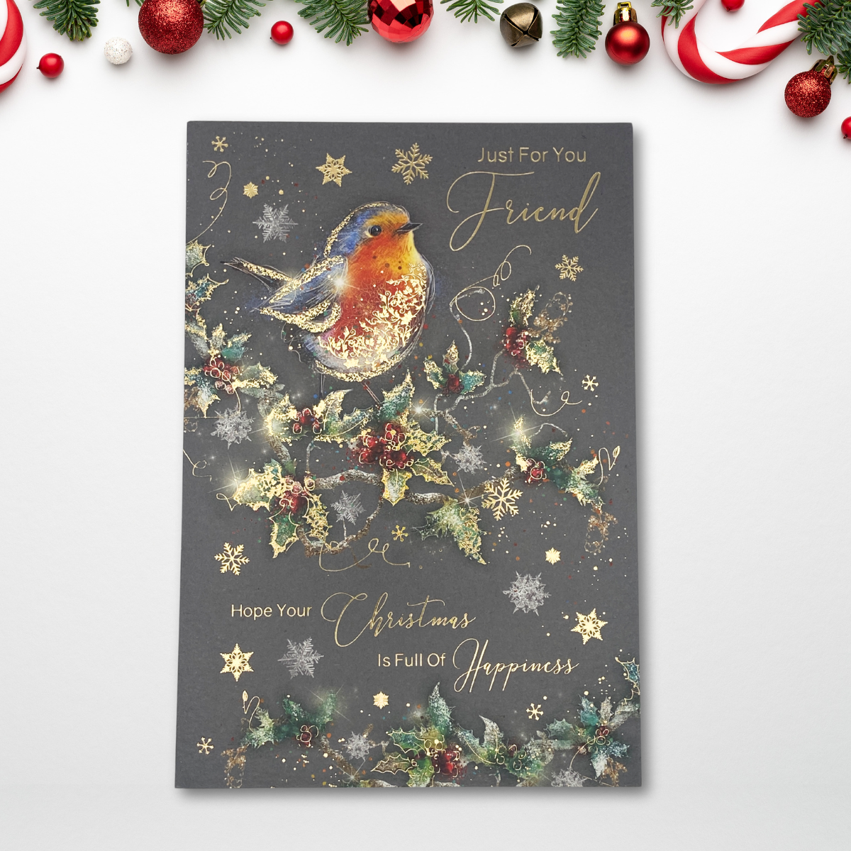 Friend Christmas Card - Grace Robin & Holly