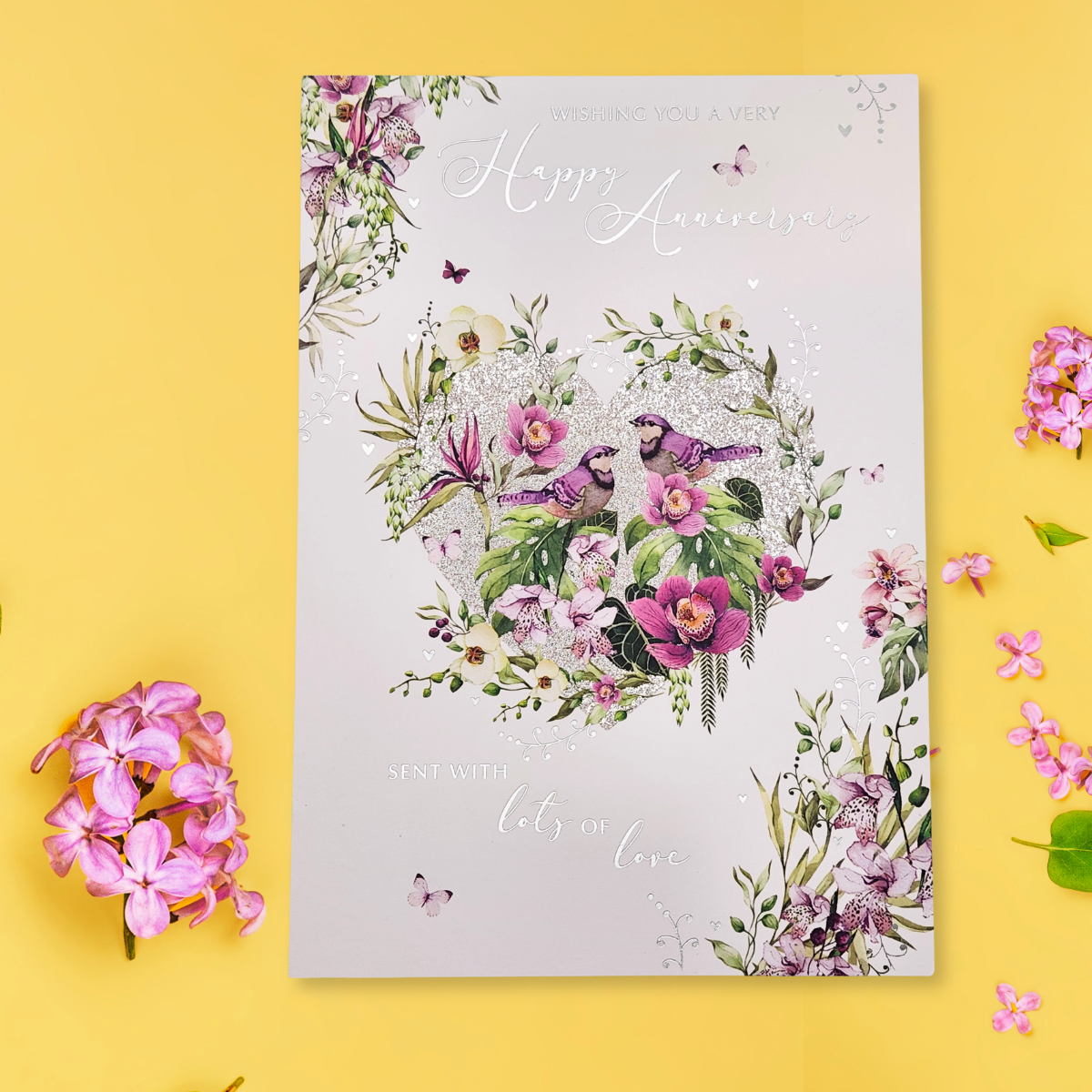 Happy Anniversary Card - Pizazz Birds In Heart