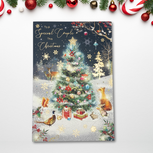 Special Couple Christmas Card - Grace Woodland Animals & Tree