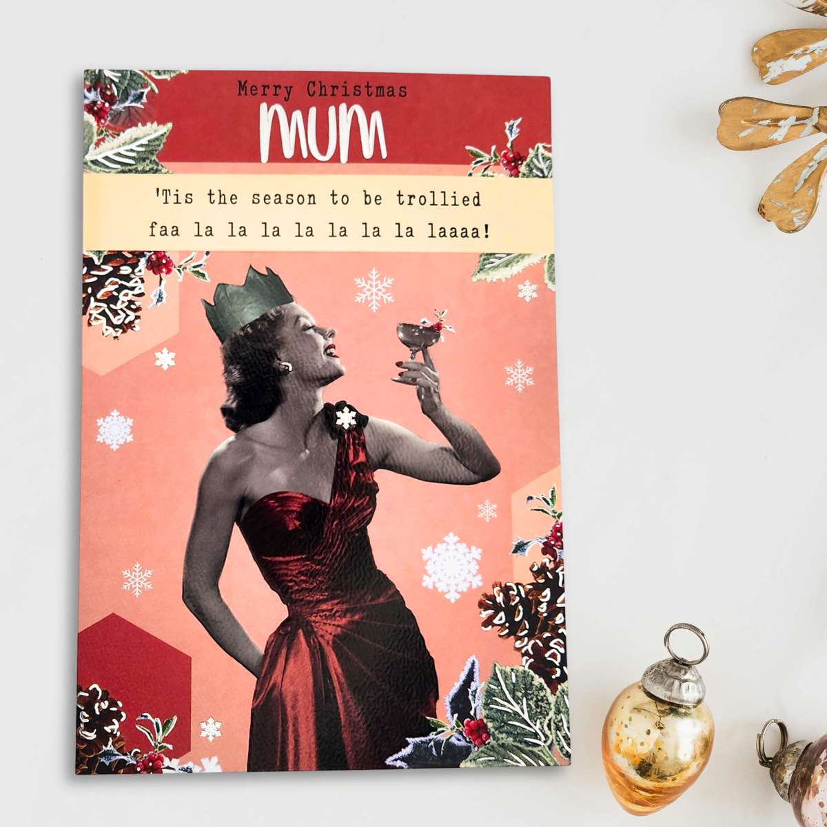 Mum Christmas Card - Tis The Season To Be Trollied...