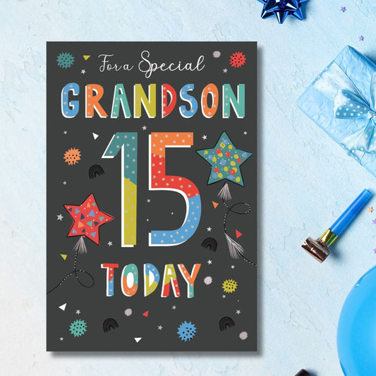 Grandson 15th Birthday Card - Wonderful Wishes