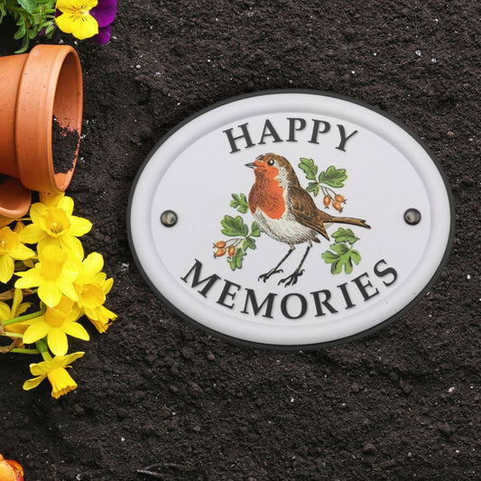 British Birds Decorative Garden Sign - Happy Memories