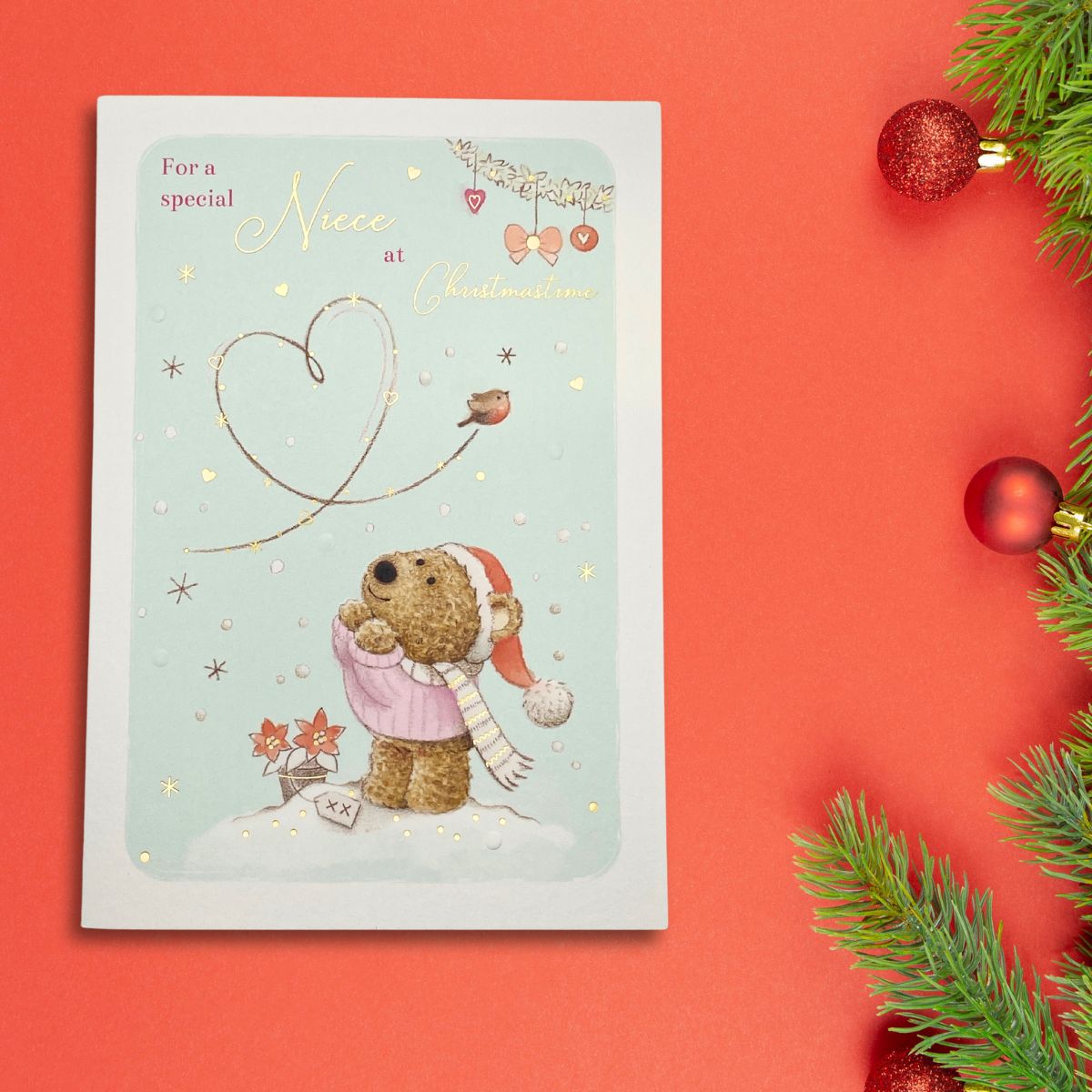 Niece Christmas Card - Barley Bear