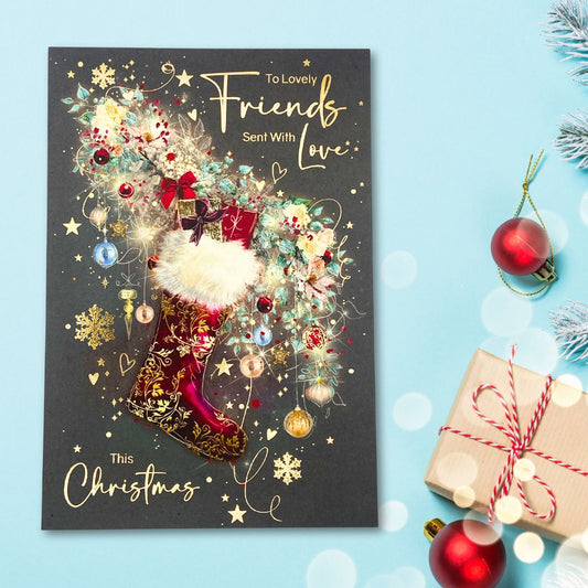Friends Christmas Card - Grace Stocking